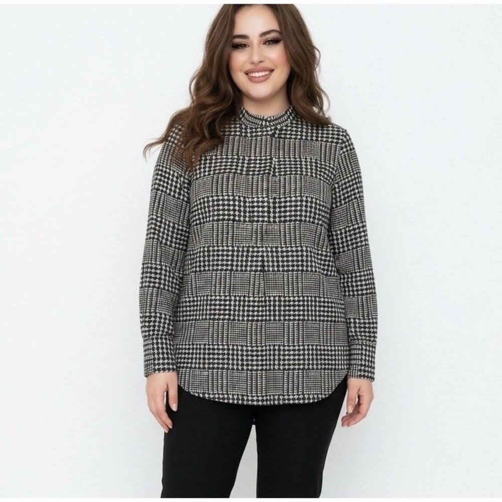 Madewell FlannelWomens Popover Shirt Gray Plaid Size 6 Long Sleeve
